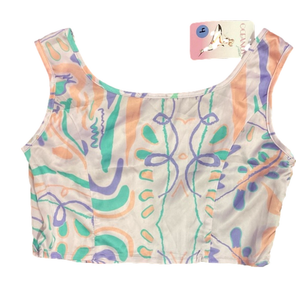 Oceanus Swimwear  Abstract Print Crop Top - Picture 1 of 9